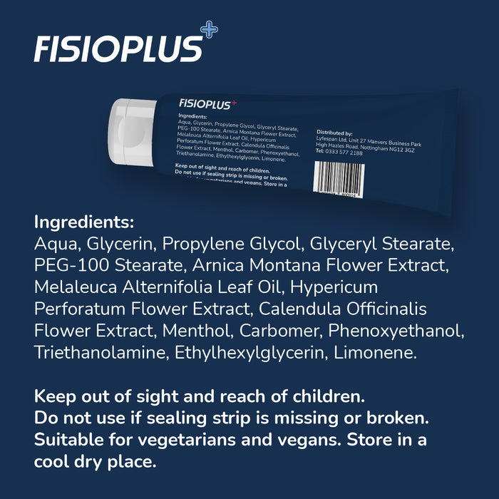 FIsioplus pain relief cream ingredient list