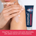 close up of Woman applying pain relief product FIsioplus to her shoulder with text that describes the consistency of the product