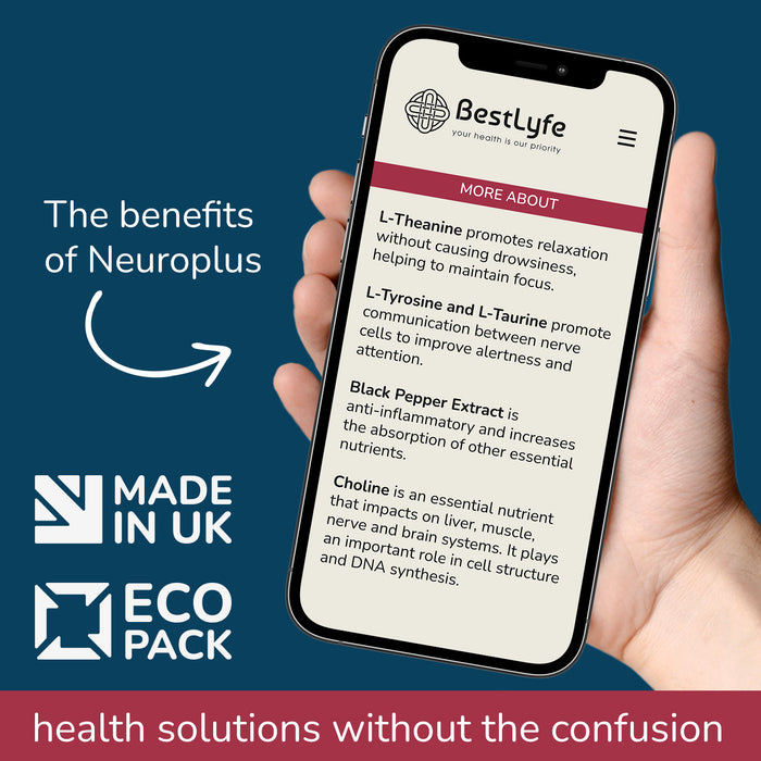 Neuroplus product info displayed on a phone
